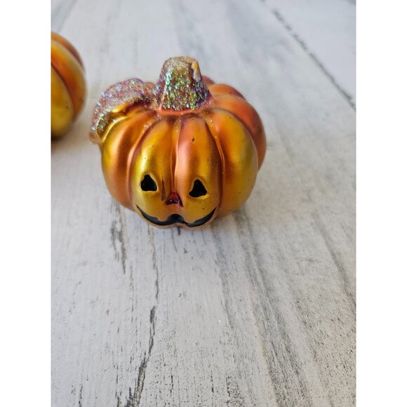 Pumpkin candle glitter set Halloween fall decor cute jack-o'-lantern - Picture 2 of 12